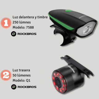 Luz delantera y Timbre + Luz trasera