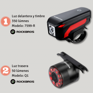 Luz delantera y Timbre + Luz trasera